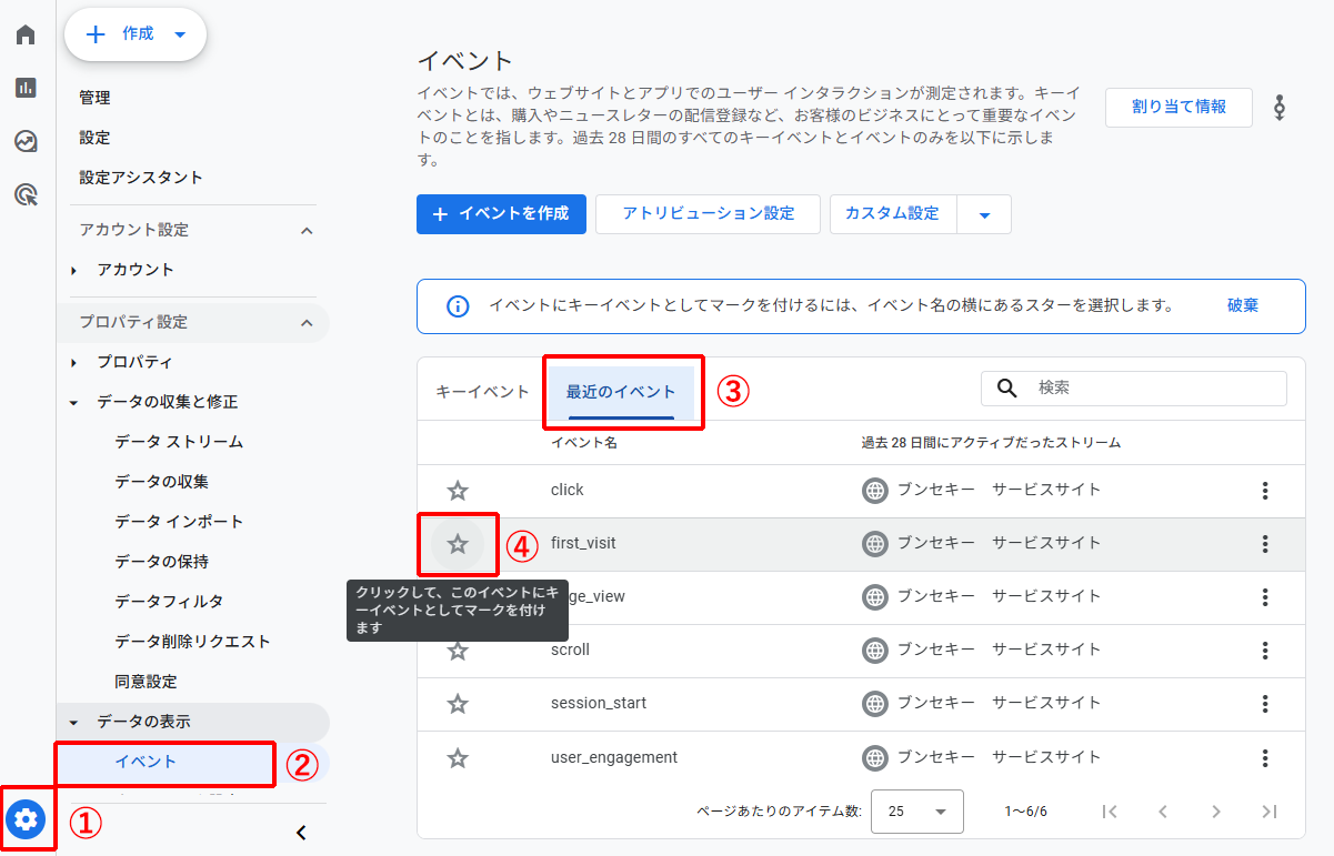 GA4でキーイベントを設定する
